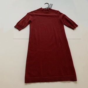 Burgundy Midi Neck Knitted Dress